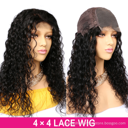 2021 Trending Style Wet Look Human Hair Lace Front Closure Wig Vendor Wholesale Natural Water Wave Indian Hair Front Lace Wigs